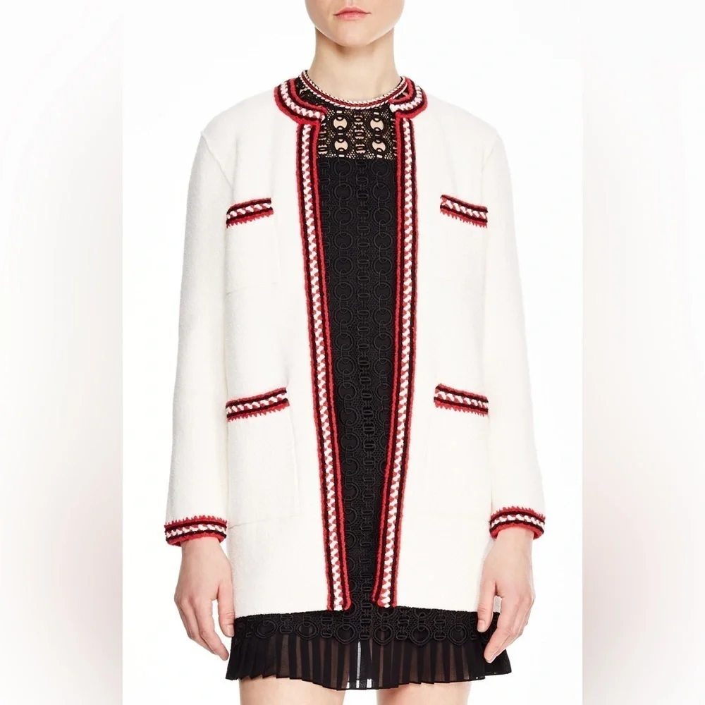 SANDRO Luce Chunky Cotton-blend Cardigan In Ecru